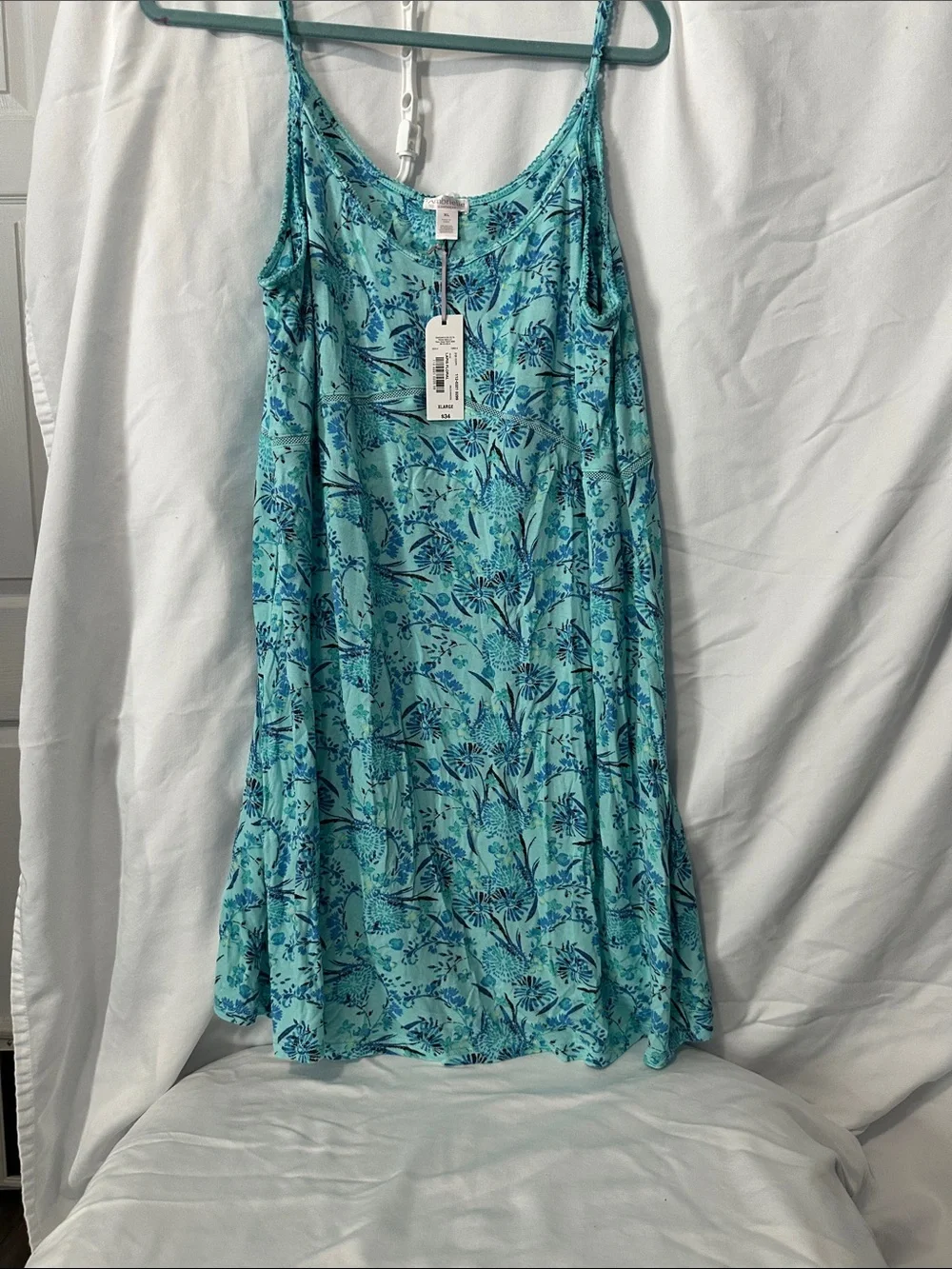 Light Blue Floral Slip Dress  nightgown- Women
